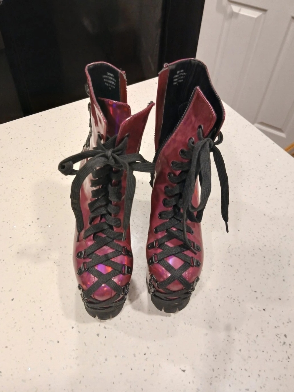 Club Exx Reflective Traitor Platform Boots SZ-7 M Festival Rave